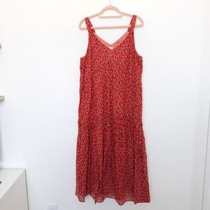 Joie Womens Maxi Dress Size L Red Sleeveless‎ V Neck Tiered Boho Chic Summer